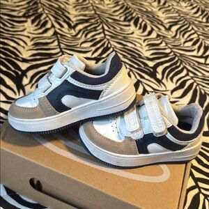 Kids' White and Navy Sneakers